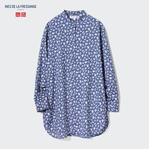 Silk Cotton Floral Print Blouse Tunic Ines de la Fressange